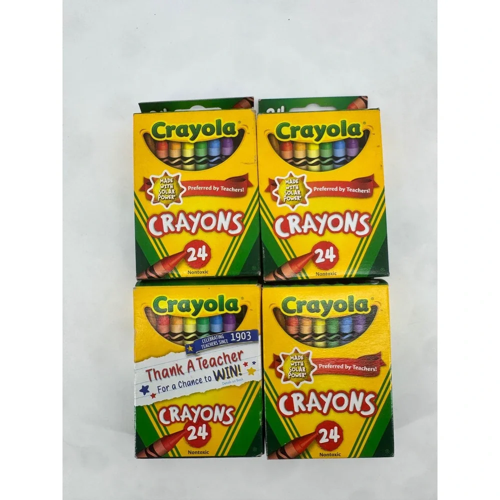 Crayola 24 Count Crayons Lot of 4 Boxes Bulk School Art Supplies Nontoxic